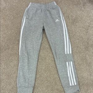 adidas Gray Kids Jogger Sweatpants with White Stripes